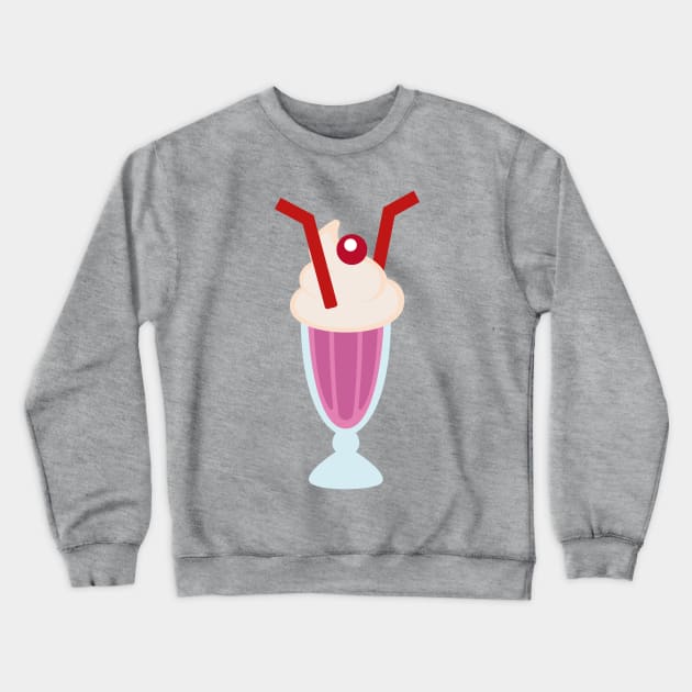 Strawberry Milkshake with Cherry on Top and Two Straws Crewneck Sweatshirt by Tooniefied